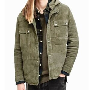 All Saints Men’s Suede Ross Overshirt Large L New w/ Tags Neo Green